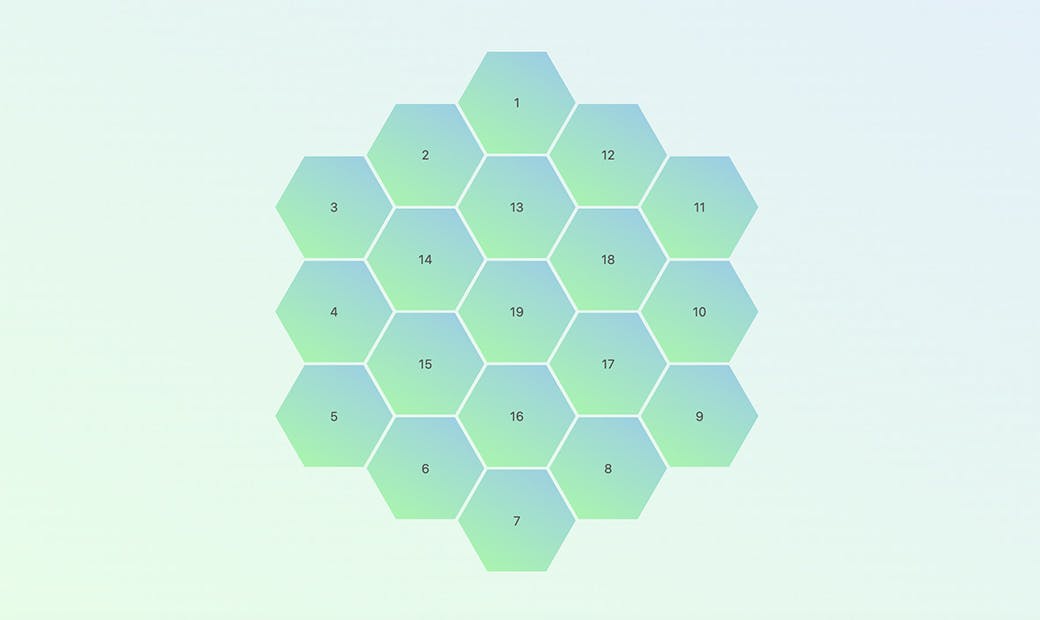 A hexagon full of 19 smaller hexagons